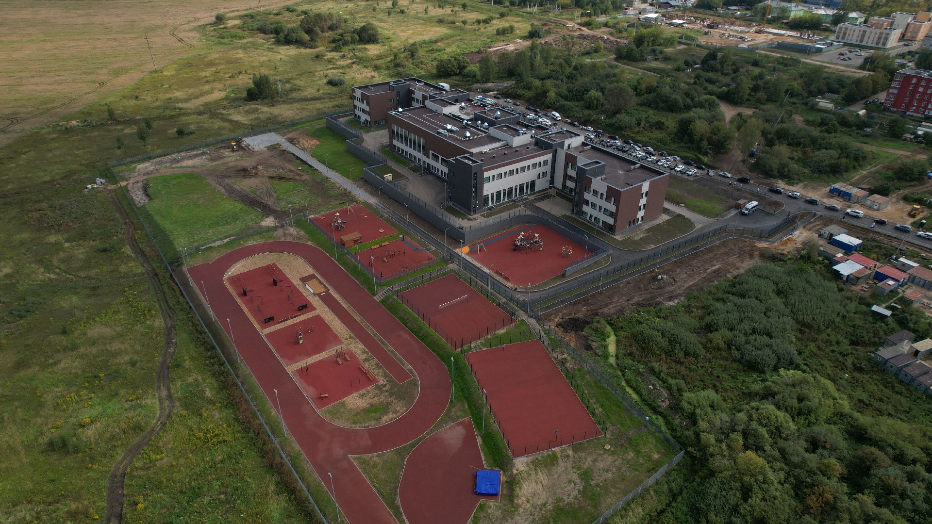 видео с коптера, школа в зарайске,