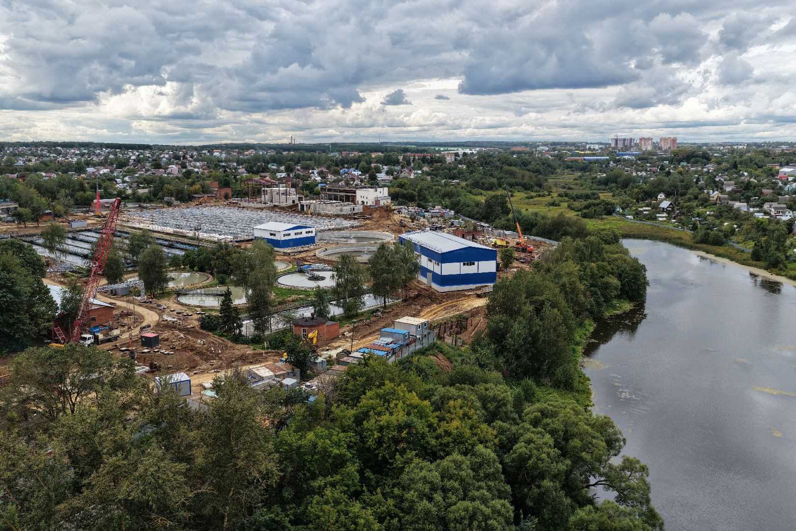 видео с коптера, очистные в сергиевом посаде, экология подмосковья,