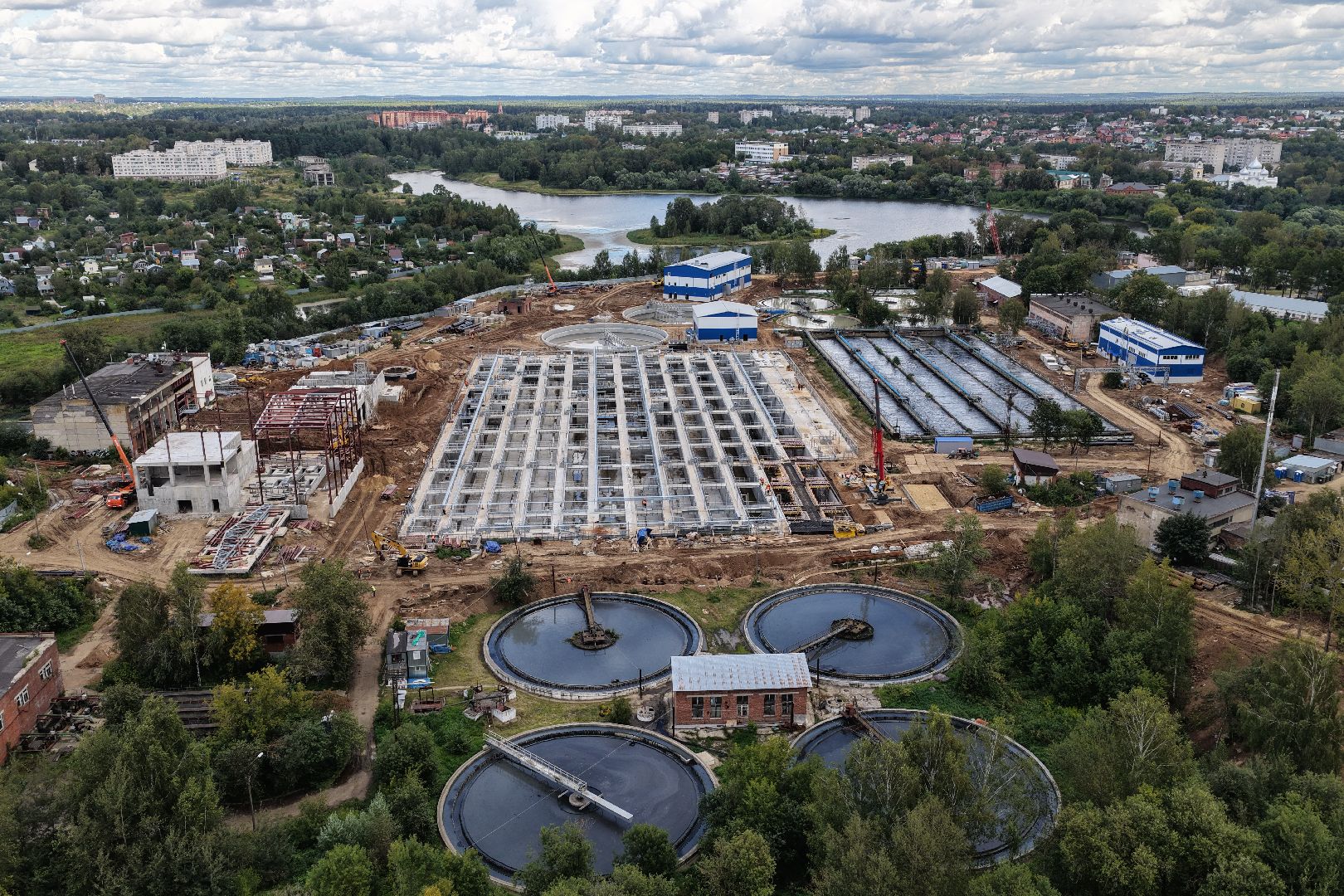 видео с коптера, очистные в сергиевом посаде, экология подмосковья,