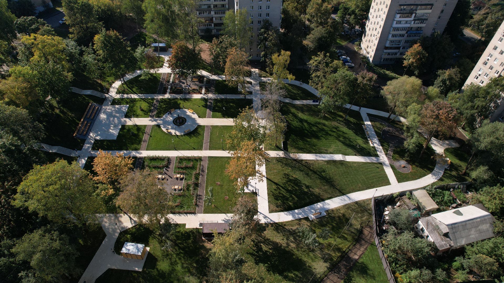 видео с коптера, усадьба лыткарино, новый сквер лыткарино,