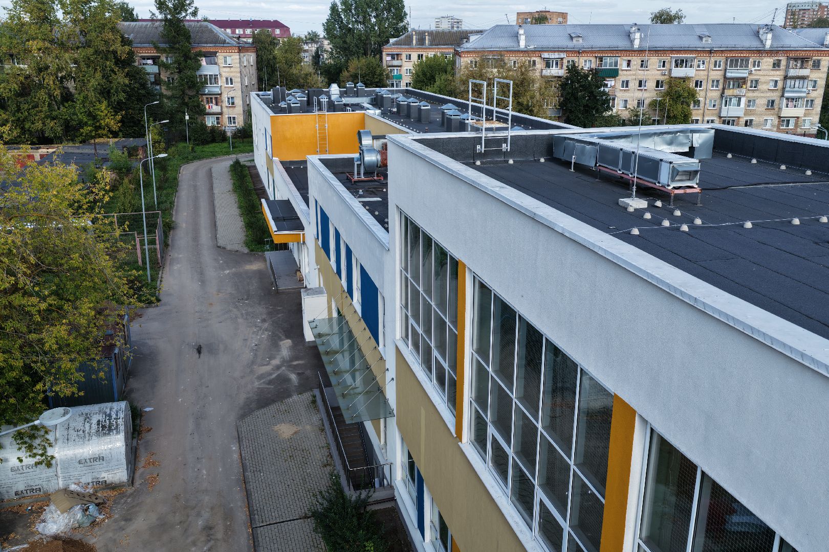 видео с коптера, школа 9 в серпухове,