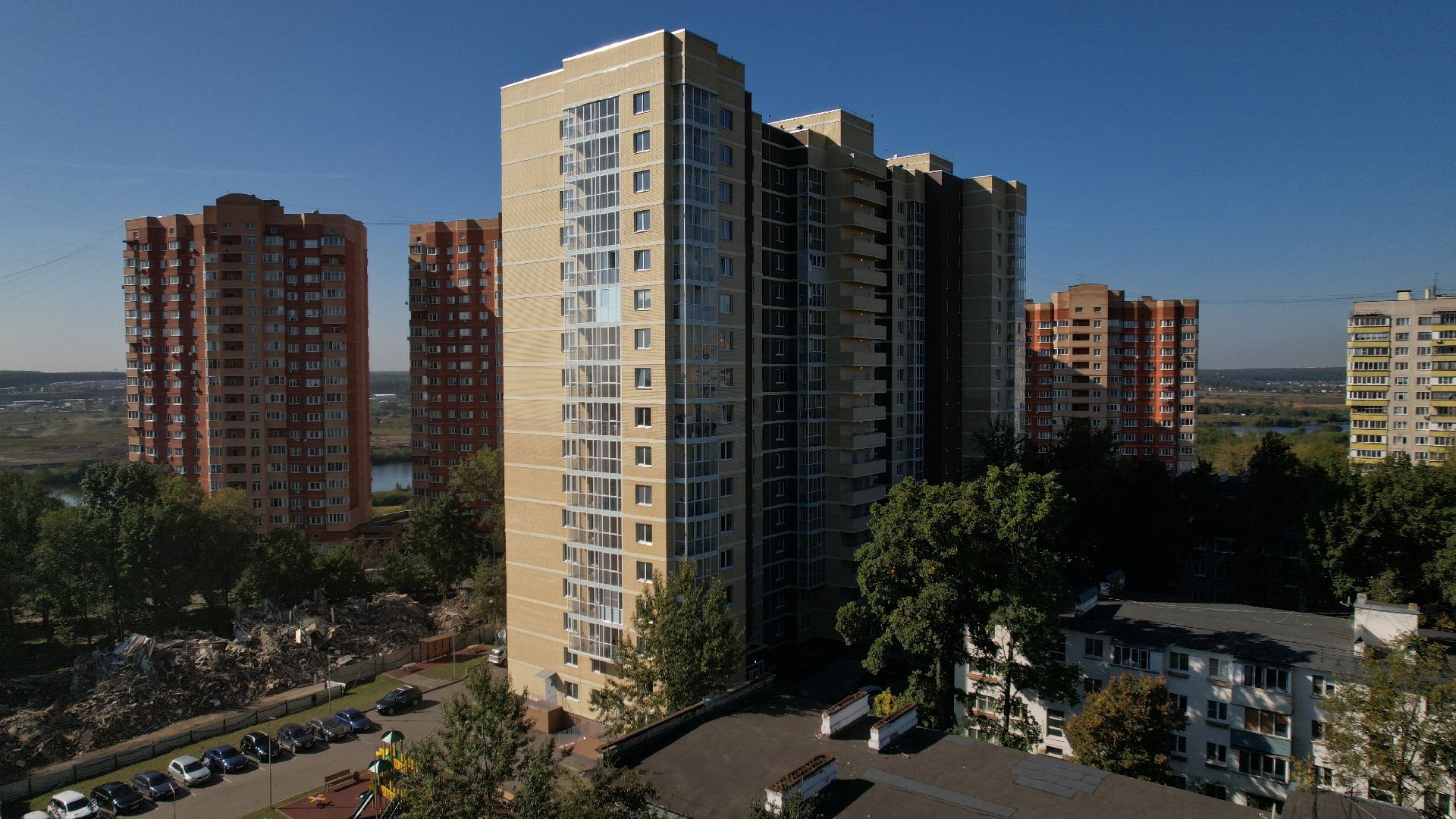 видео с коптера, новостройка в лыткарине,