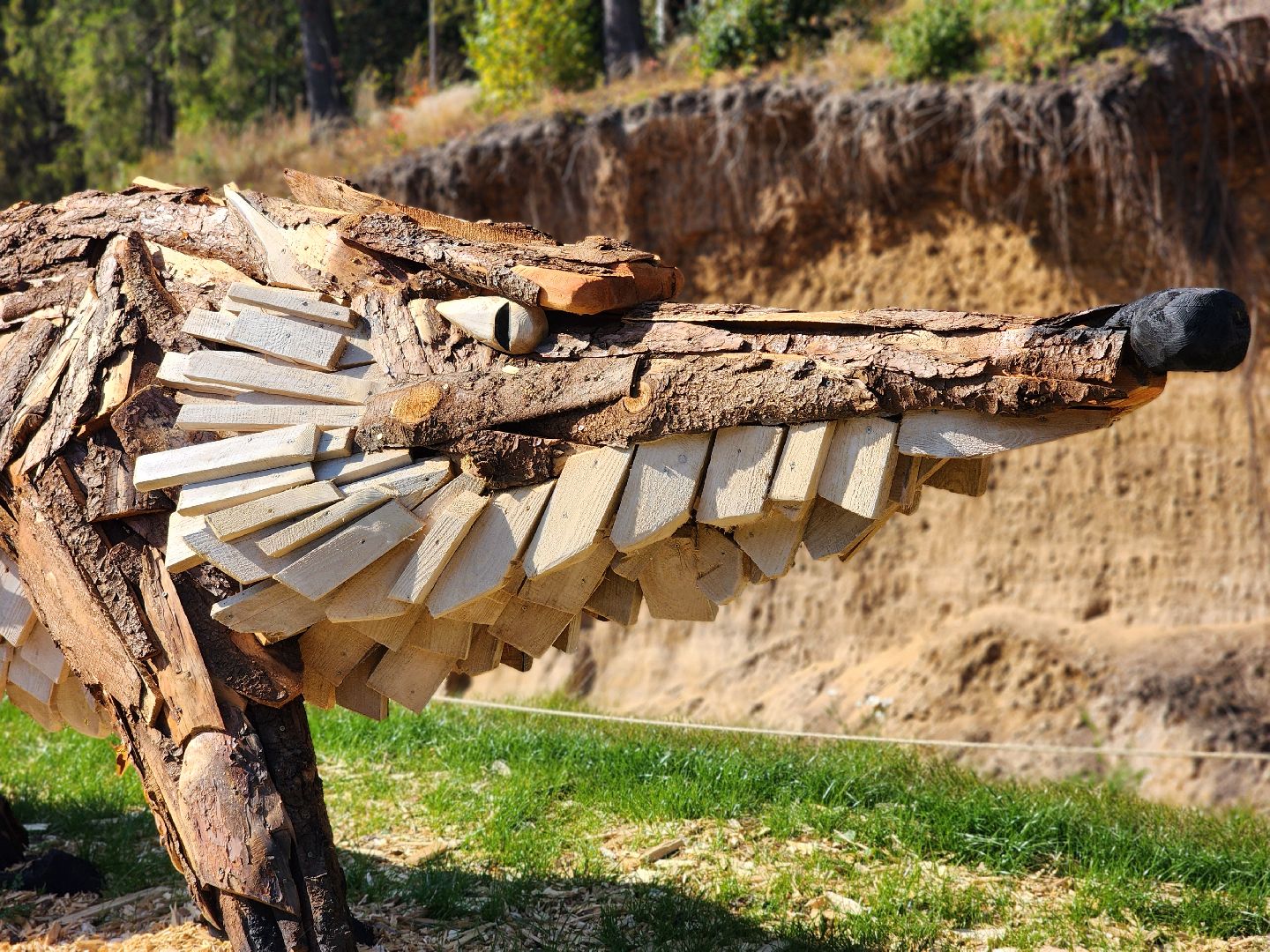 сергиев посад, сергиево-посадский городской округ, пересвет, богородское, резчик по дереву, владимир алманов, парковые скульптуры, скульптуры из дерева, скульптура из досок, скульптура из горбыля,творческая мастерская, лесной гость, хитрый лис,