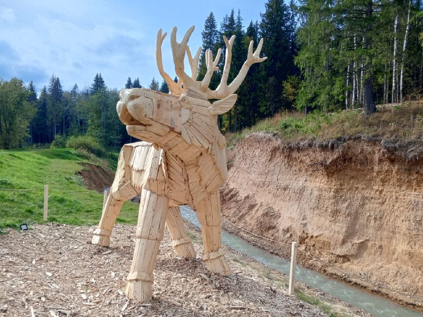 сергиев посад, сергиево-посадский городской округ, пересвет, богородское, резчик по дереву, владимир алманов, парковые скульптуры, скульптуры из дерева, скульптура из досок, скульптура из горбыля,творческая мастерская, лесной гость, хитрый лис,