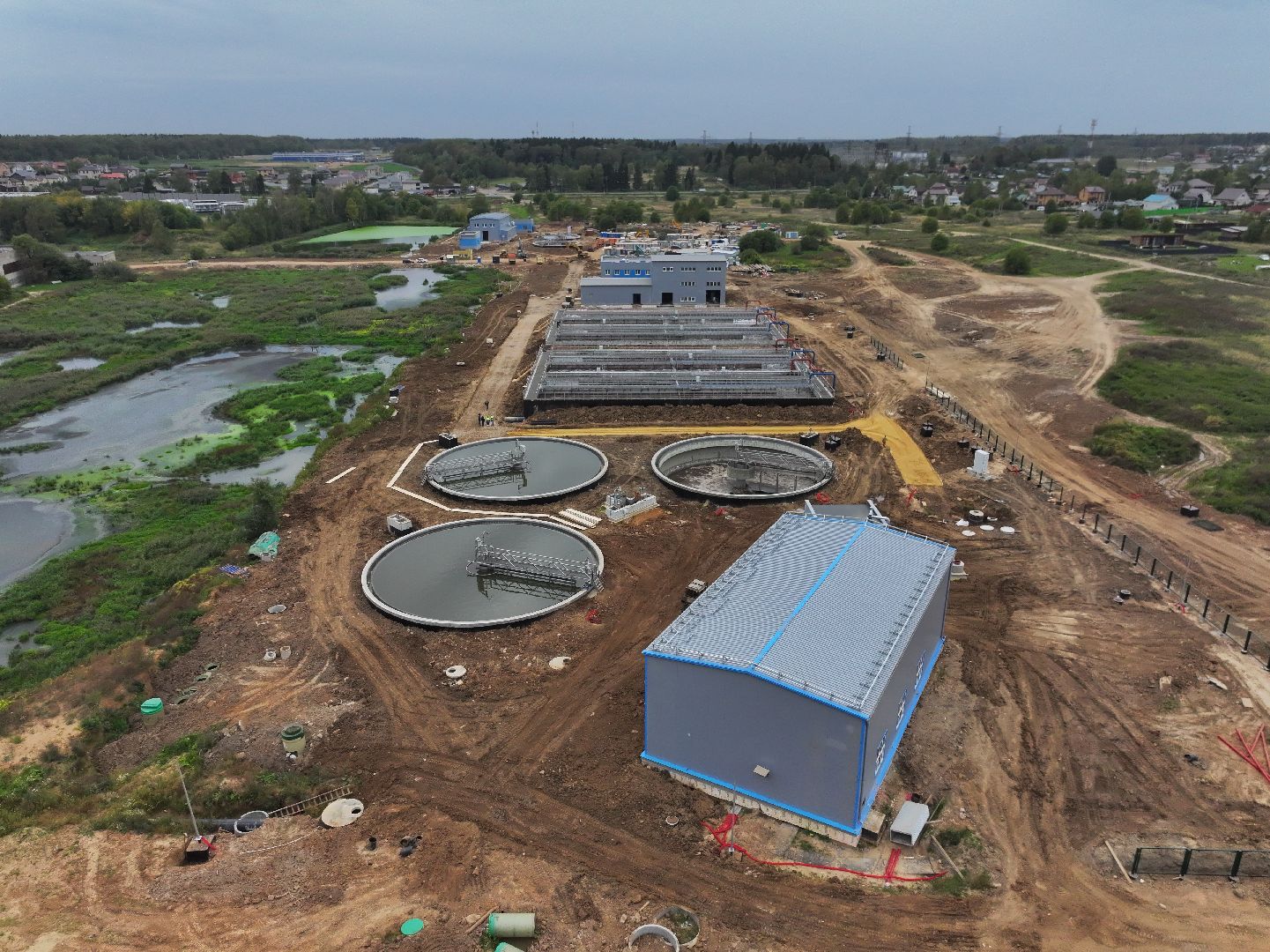 видео с коптера, очистные в солнечногорске,