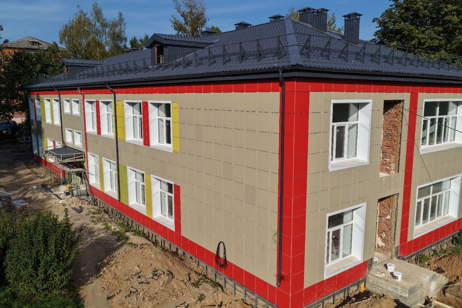 видео с коптера, детский сад малыш,