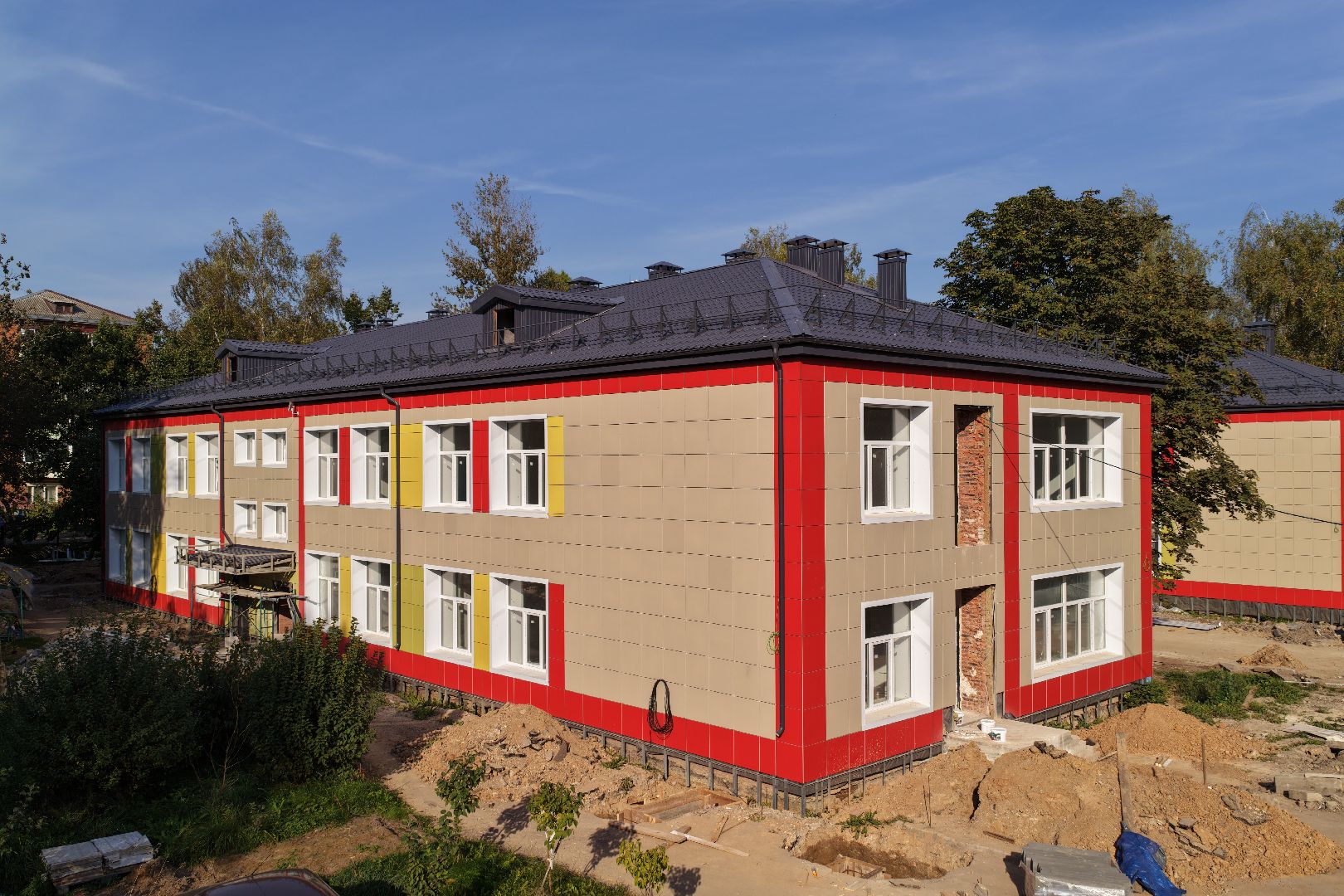 видео с коптера, детский сад малыш,