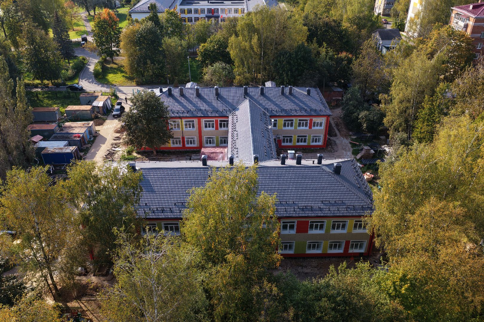 видео с коптера, детский сад малыш,