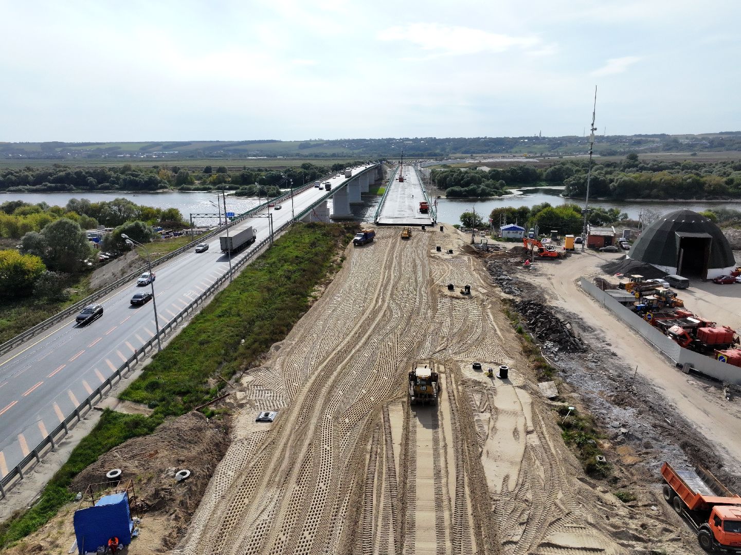 видео с коптера, мост через оку, мост в серпухове,