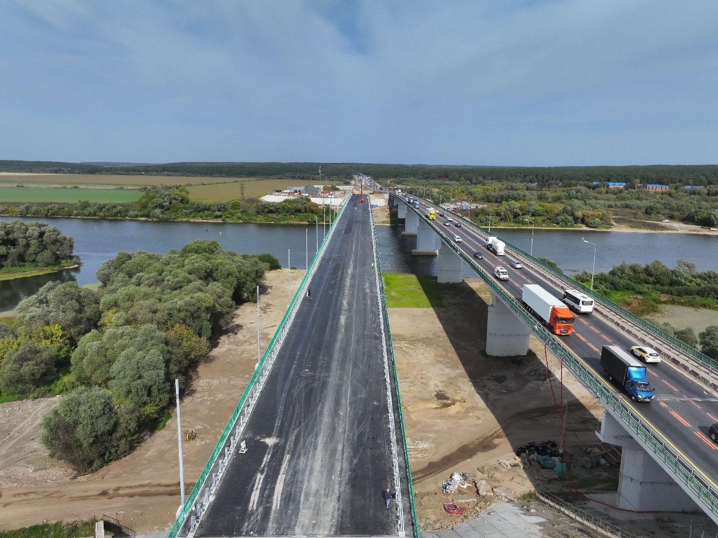 видео с коптера, мост через оку, мост в серпухове,