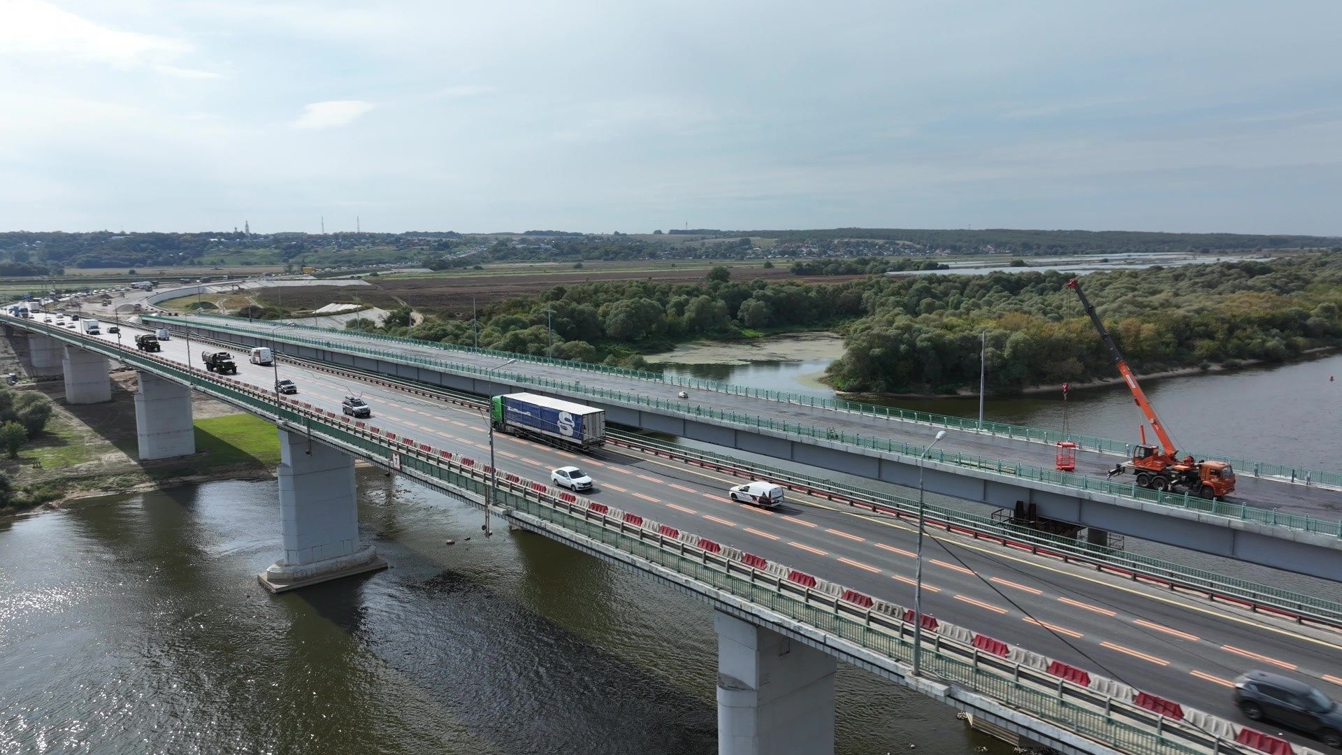 видео с коптера, мост через оку, мост в серпухове,