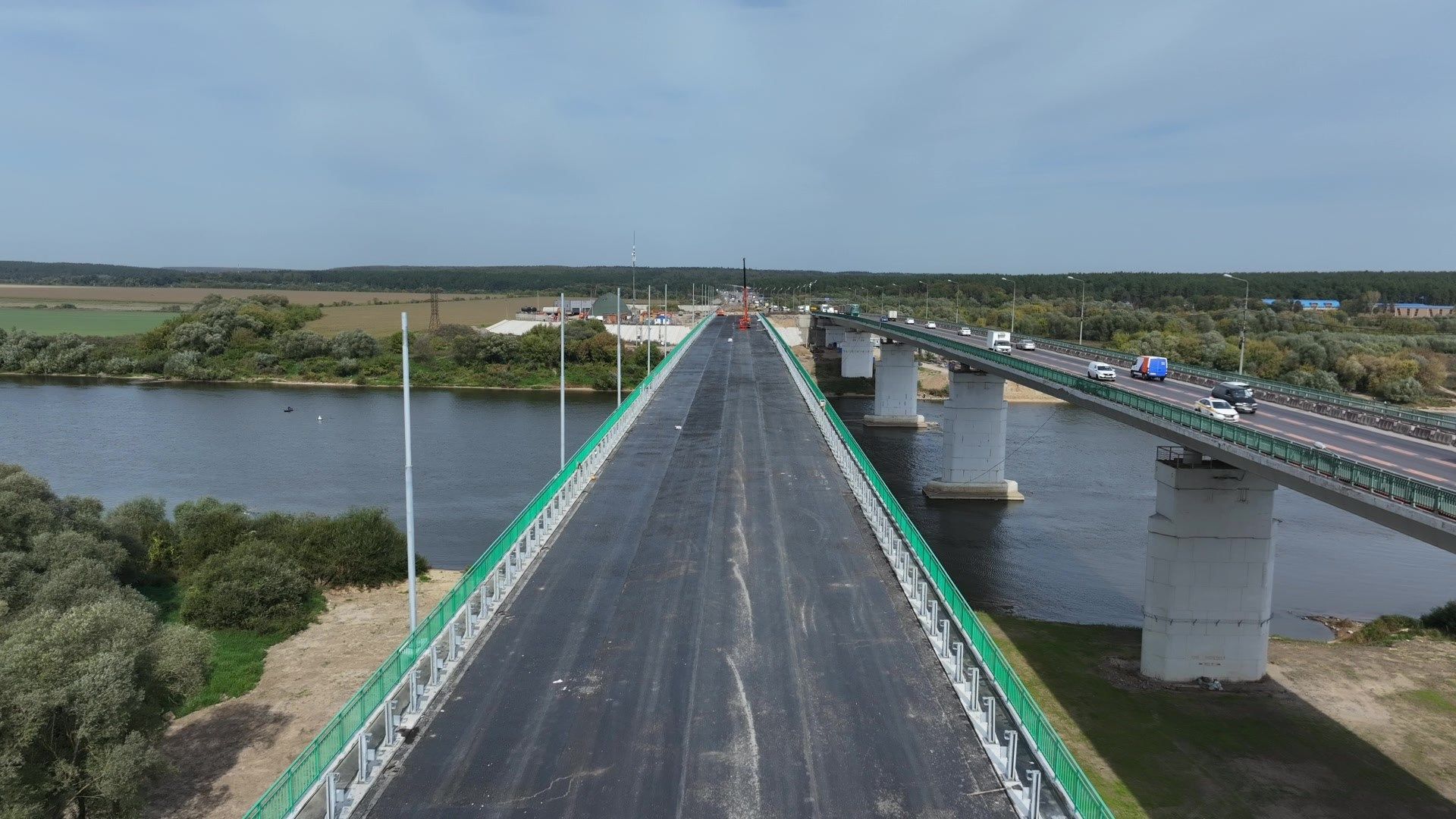 видео с коптера, мост через оку, мост в серпухове,