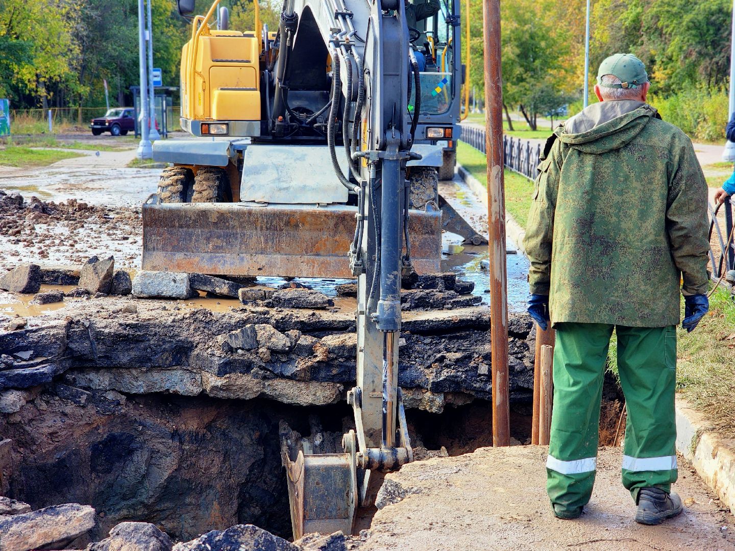 дубна, авария,  устранение аварии, трубопровод,