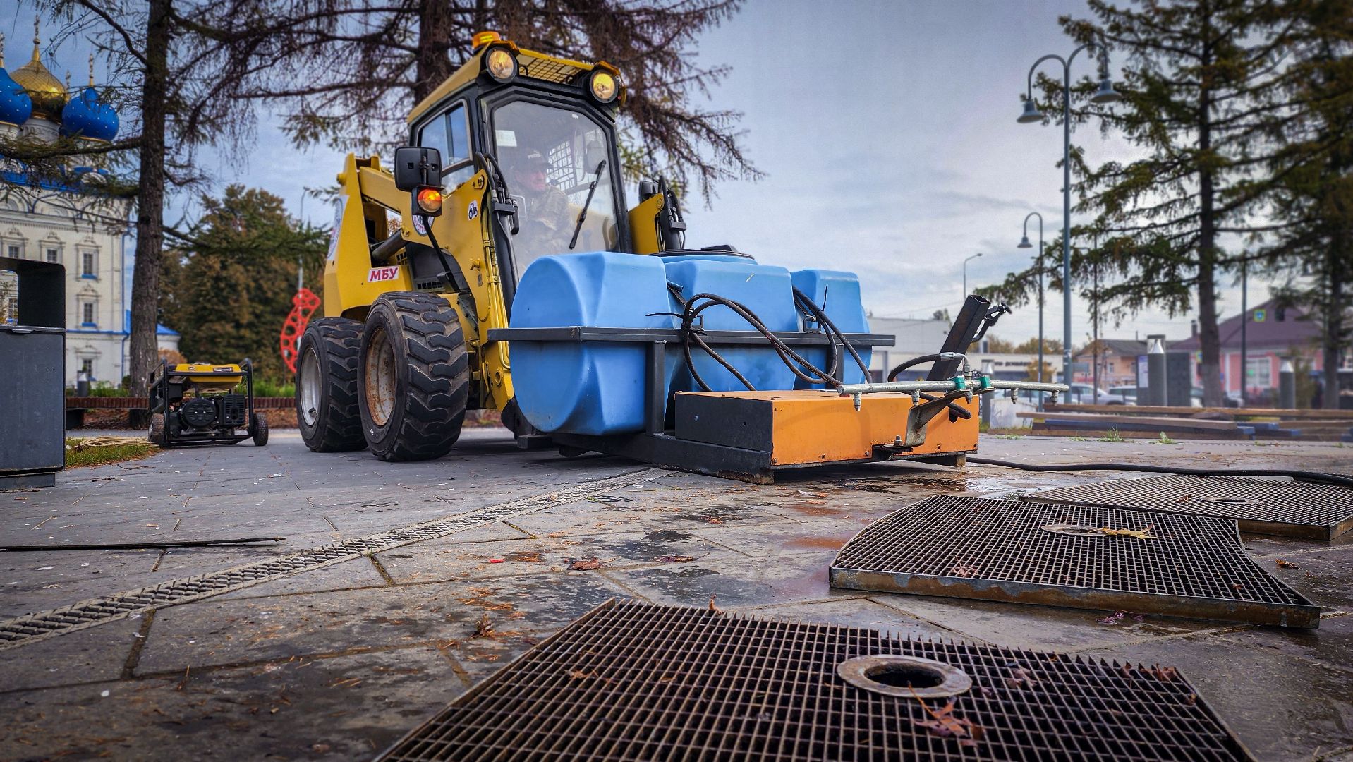 бронницы, отключение фонтана в бронницах, подготовка фонтана к зиме, сухой фонтан в бронницах,