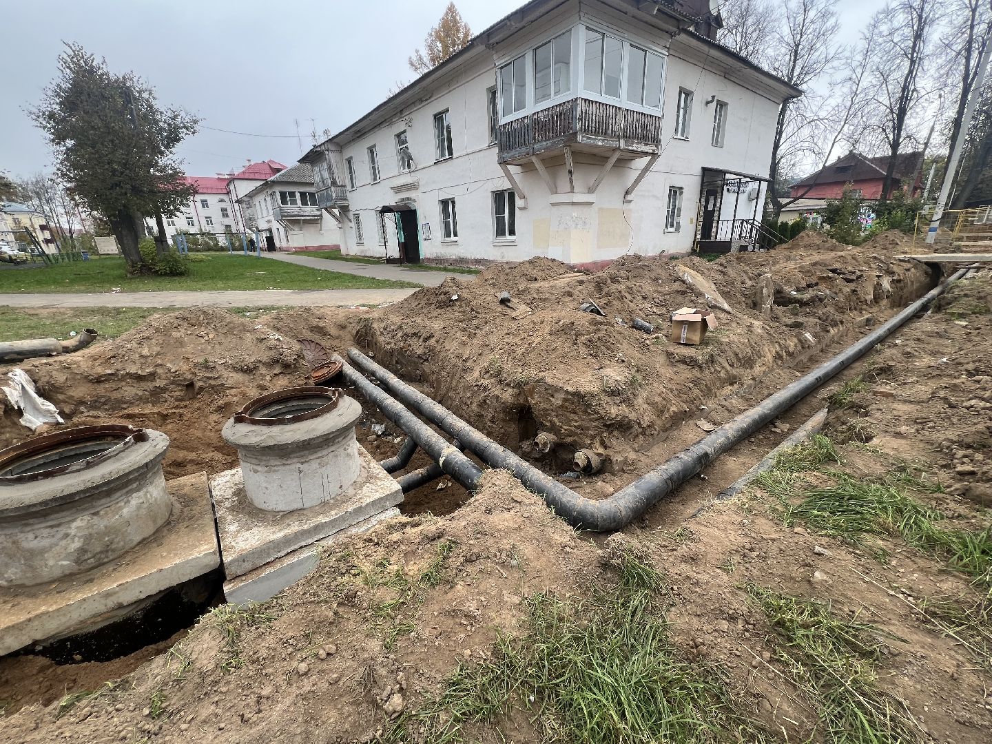 Благоустройство запрудня, теплотрасса,