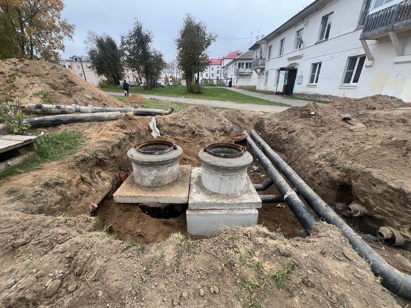 Благоустройство запрудня, теплотрасса,