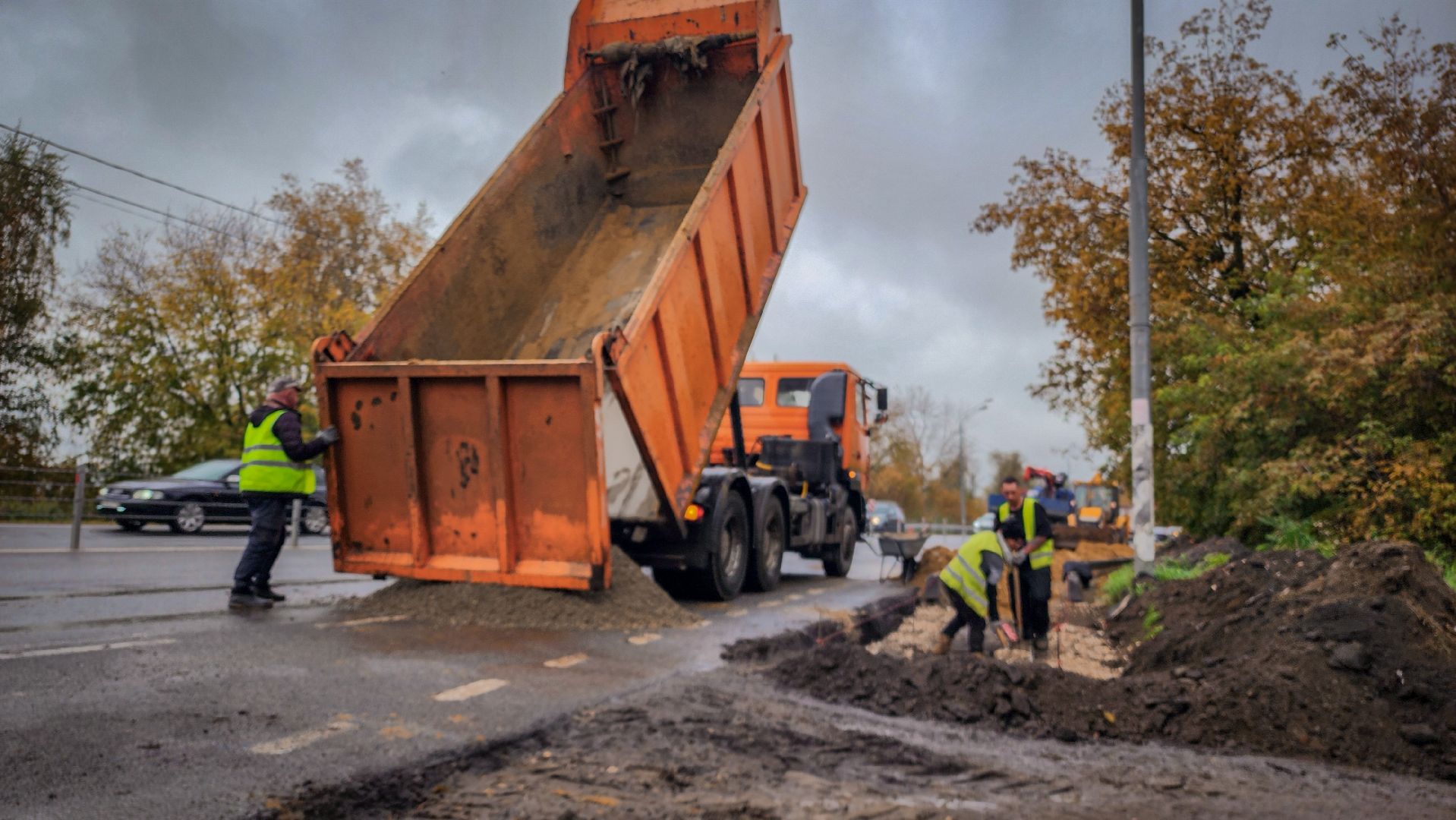 строительство тротуара в кривцах, новый тротуар в кривцах, пешеходная дорожка, раменскмй округ,