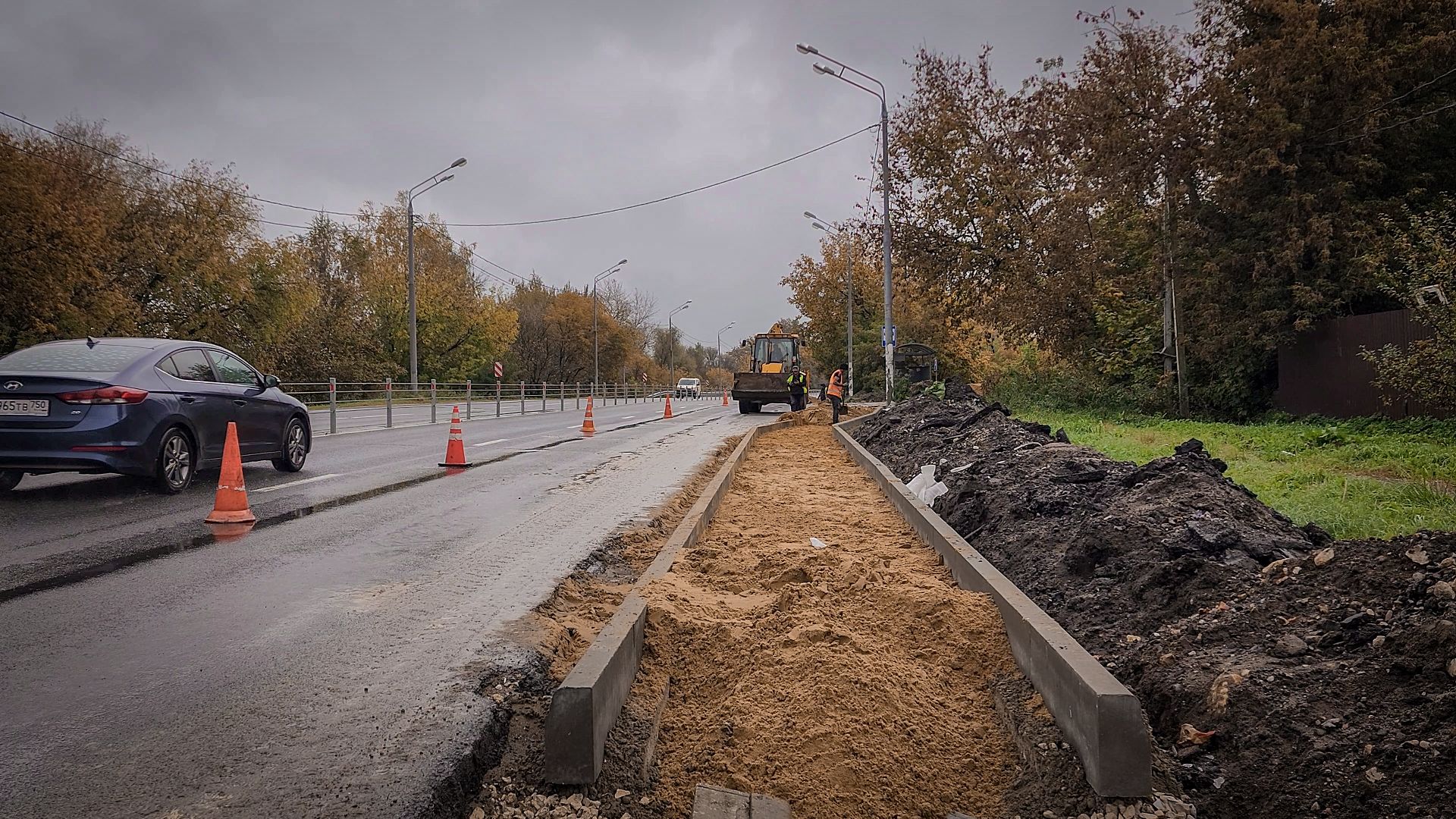 строительство тротуара в кривцах, новый тротуар в кривцах, пешеходная дорожка, раменскмй округ,