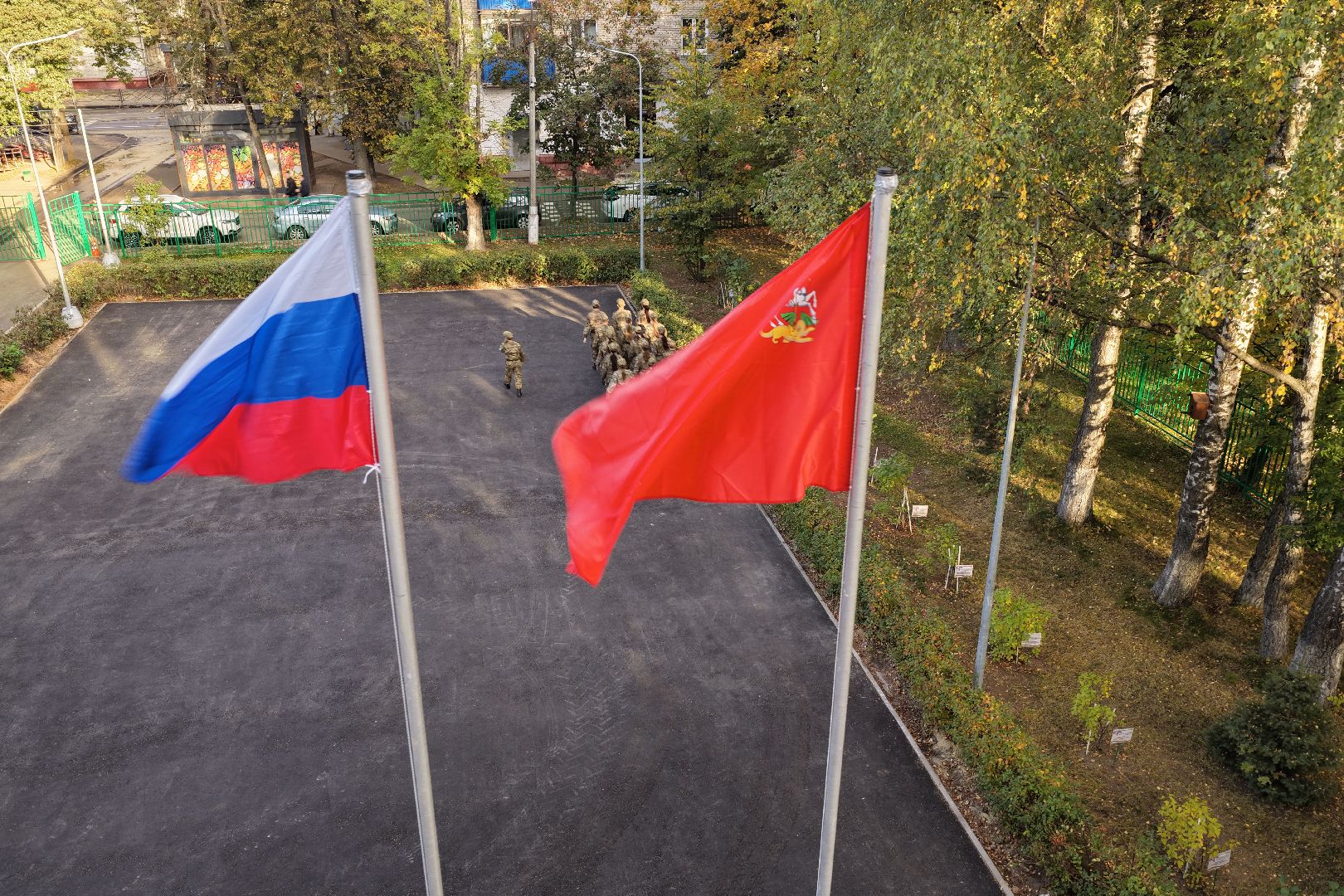 видео с коптера, школа 8 в химках,