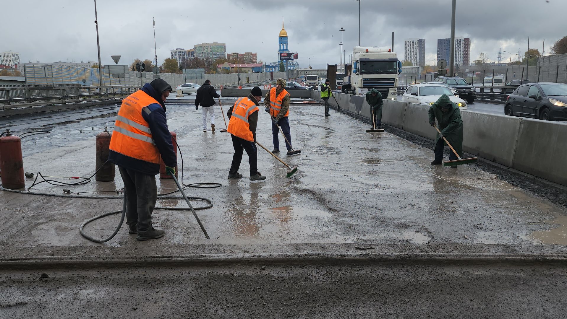 ремонт моста в мытищах, мост через яузу, перекрытие движения,
