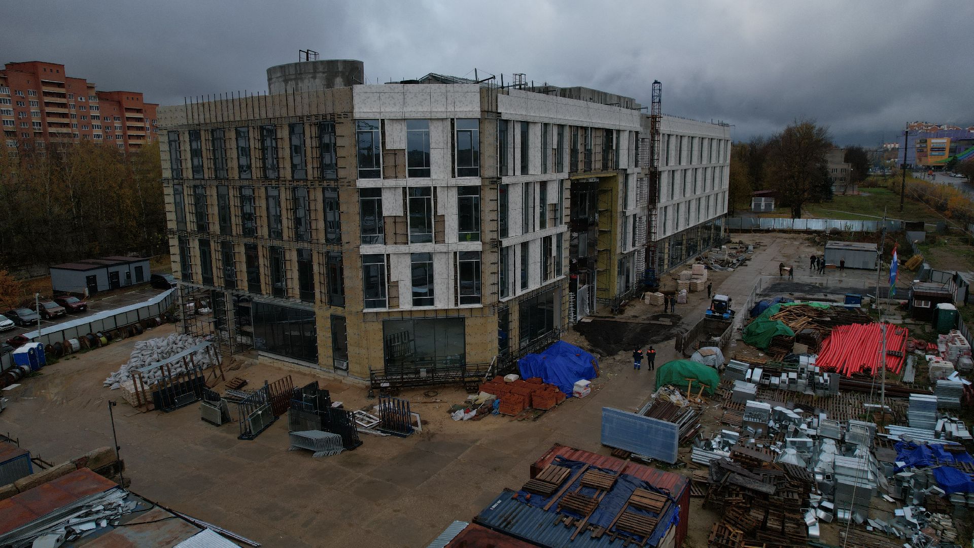 видео с коптера, детская поликлиника чехов,