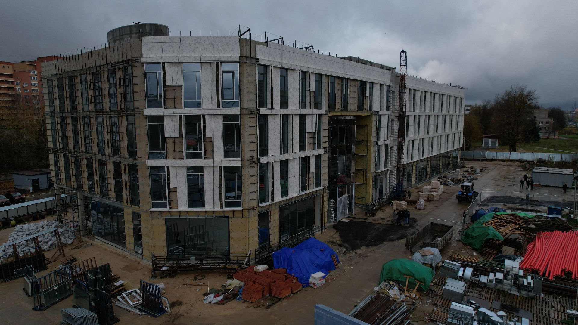 видео с коптера, детская поликлиника чехов,