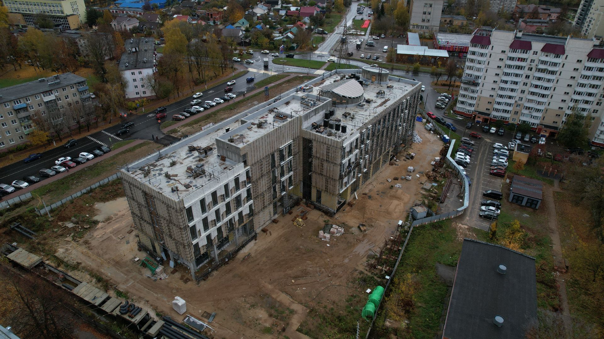 видео с коптера, детская поликлиника чехов,