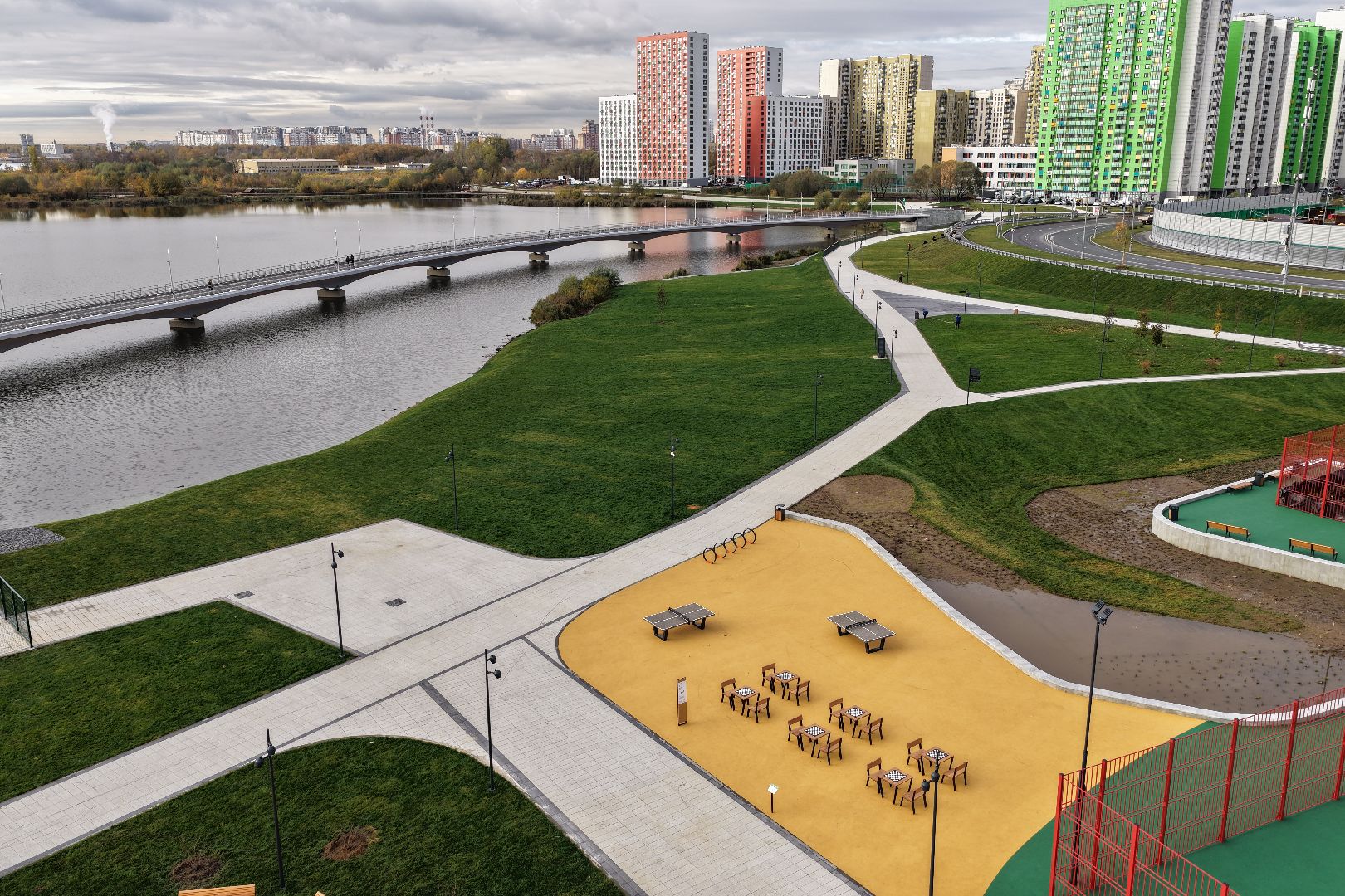 видео с коптера, парк дружба, благоустройство в люберцах,