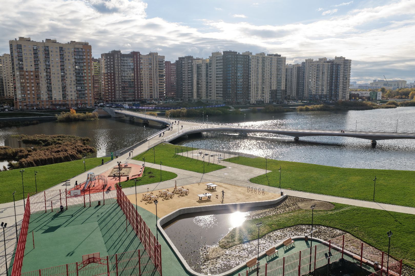 видео с коптера, парк дружба, благоустройство в люберцах,