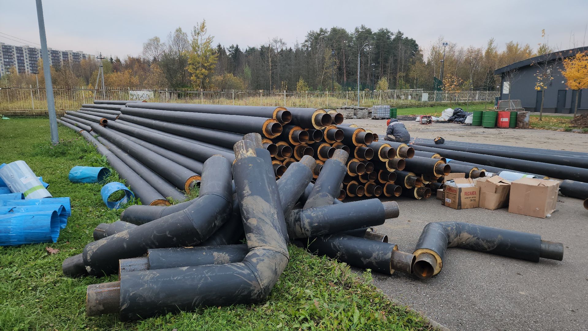 Спорт , Стадион Москвич, Лобня, Подогрев футбольного поля ,