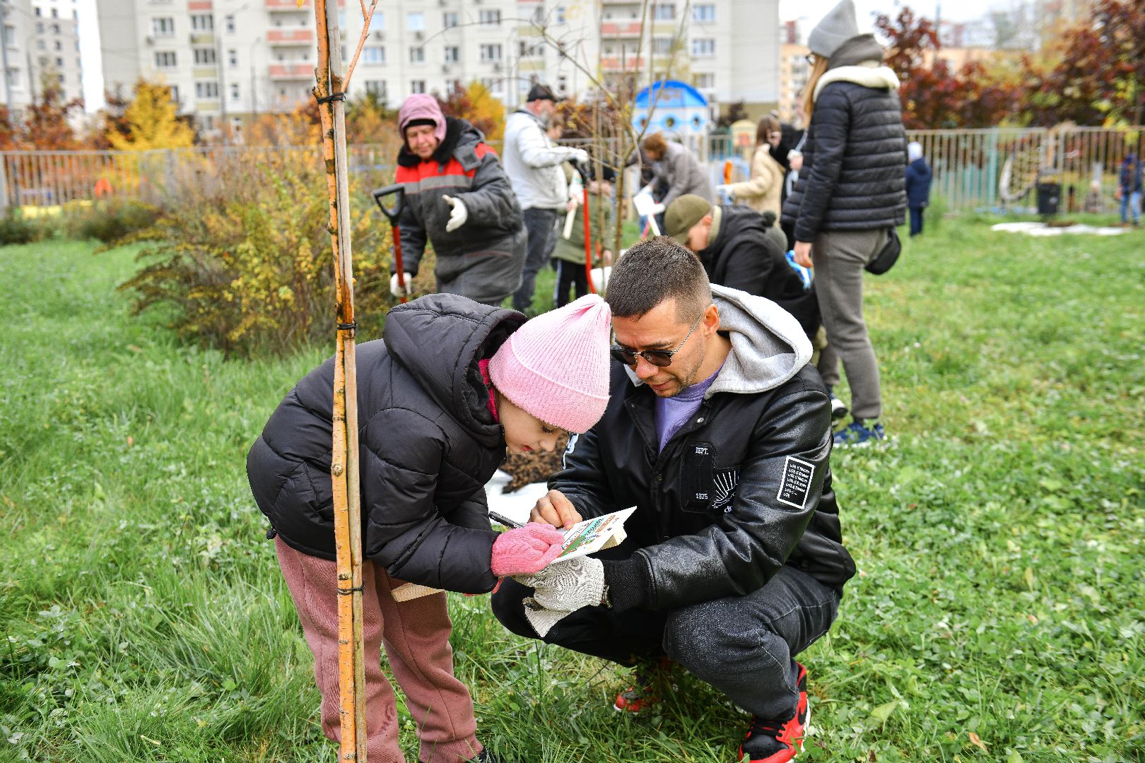 отцы, дети, эко, акция, деревья,