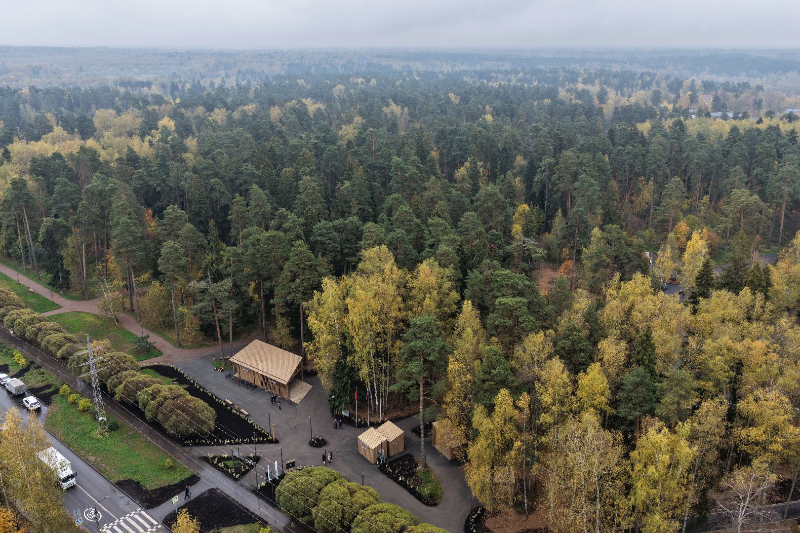 видео с коптера, банный лес,  благоустройство 2025,