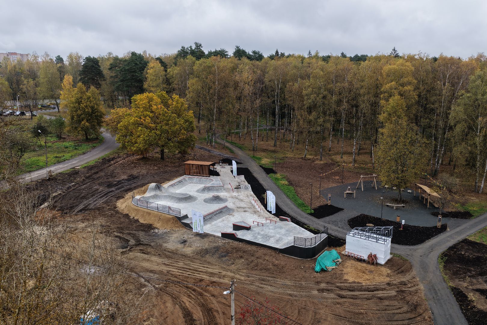 видео с коптера, банный лес,  благоустройство 2025,