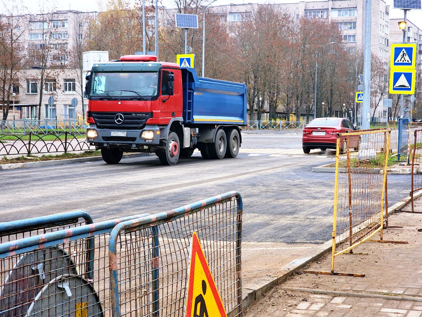 дубна, ремонт дороги, дорожное движение, общественный транспорт,