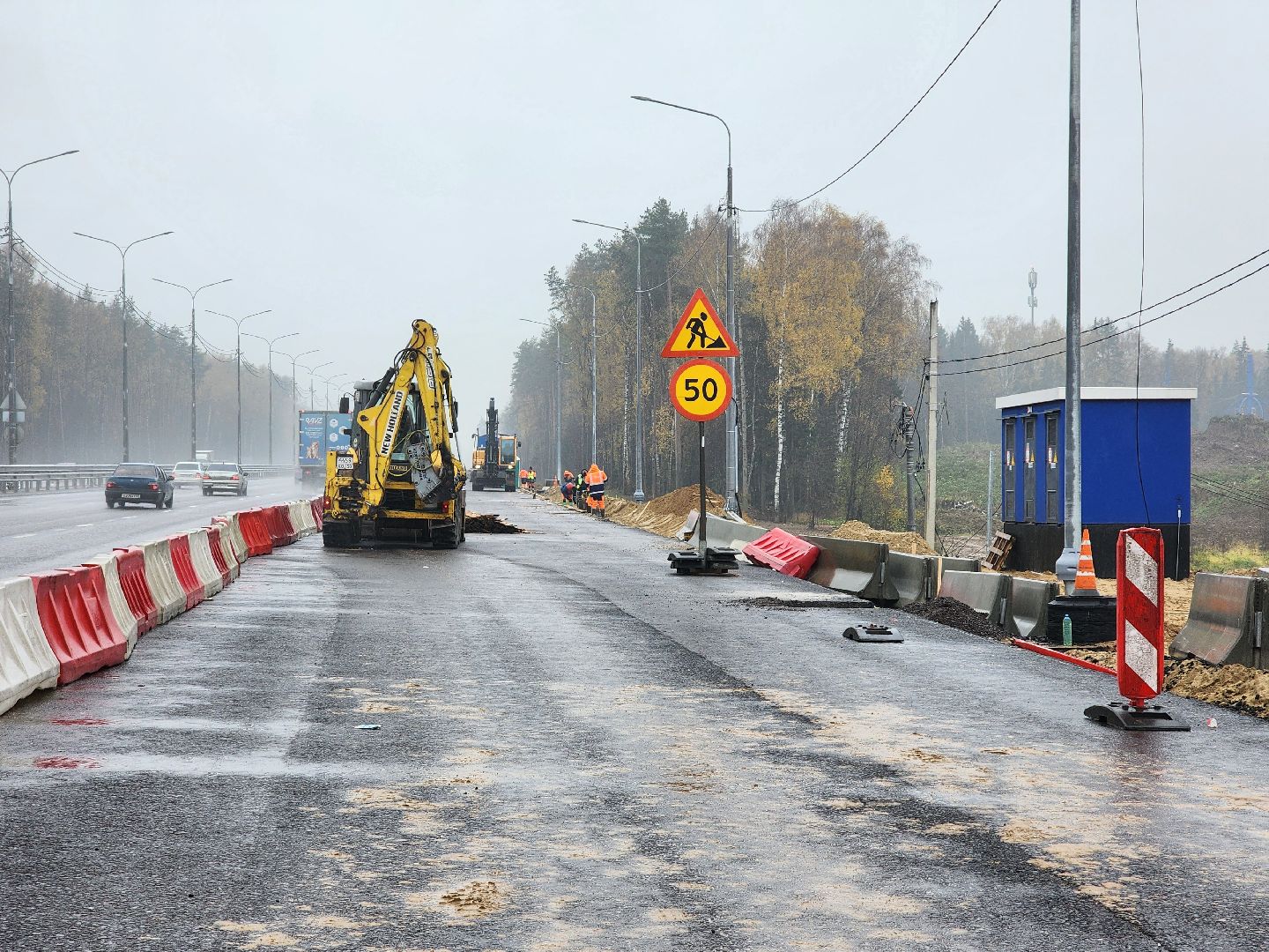ярославское направление, м-8 холмогоры, реконструкция м-8, правдинская развязка, мост через скалбу, река скалба, строительство развязки, строительство  дорог,