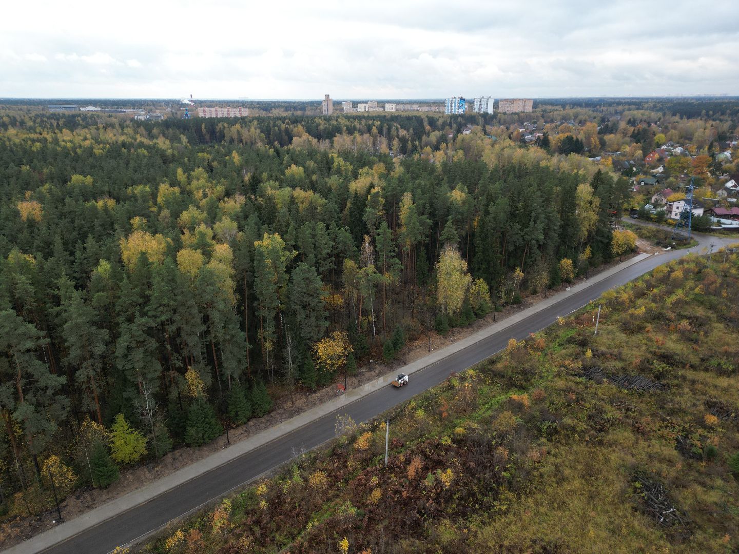 видео с коптера, велодорожка в лосино-петровском,