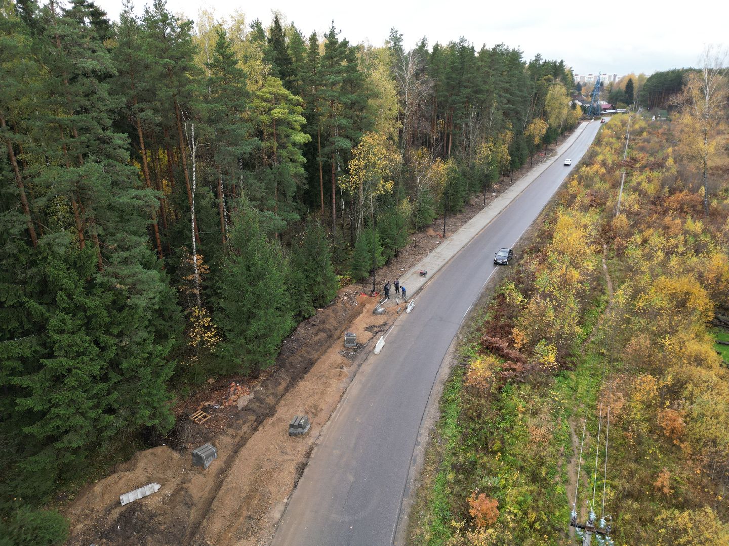 видео с коптера, велодорожка в лосино-петровском,