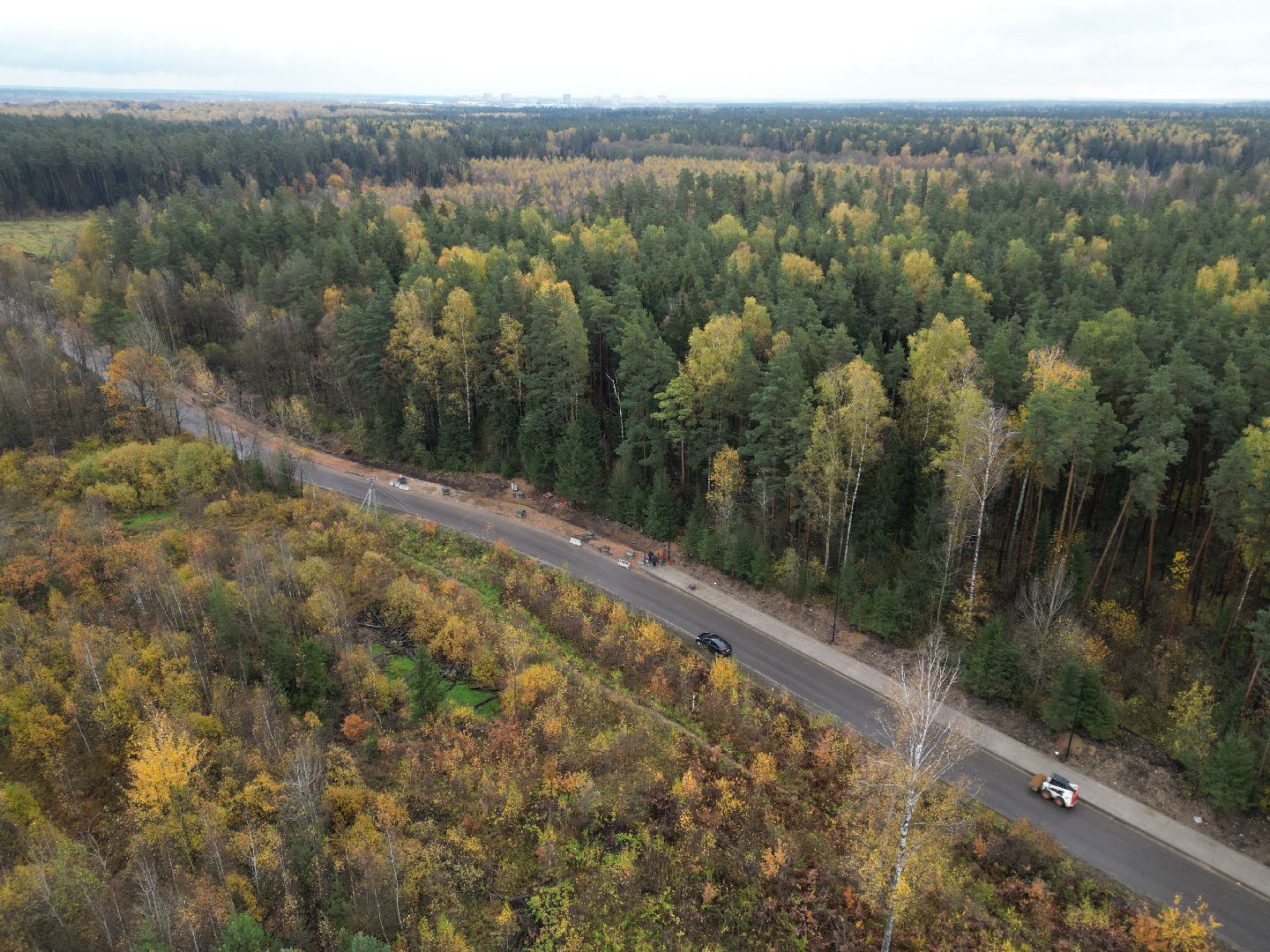 видео с коптера, велодорожка в лосино-петровском,