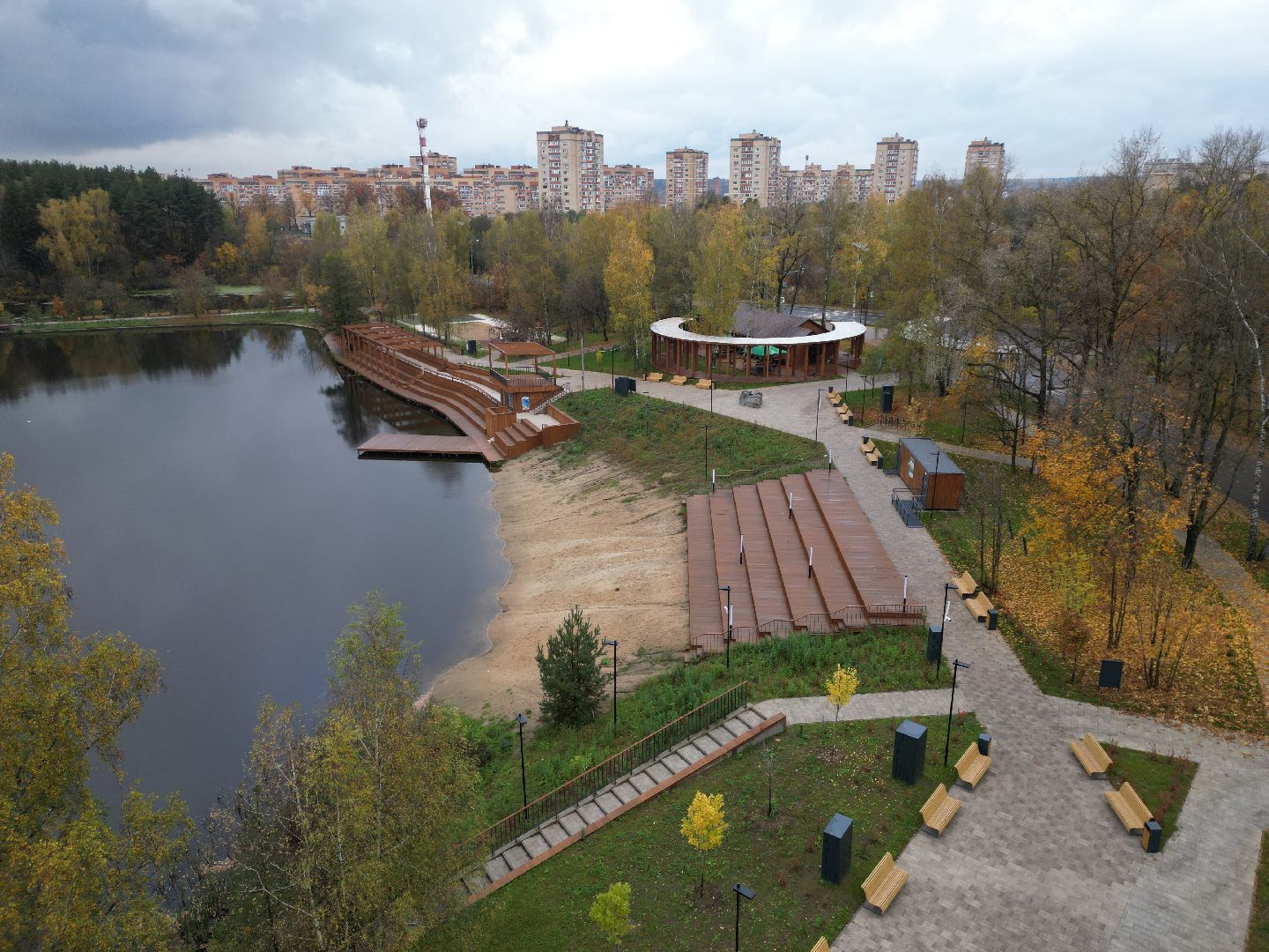 видео с коптера, суворовские пруды, благоустройство набережной,