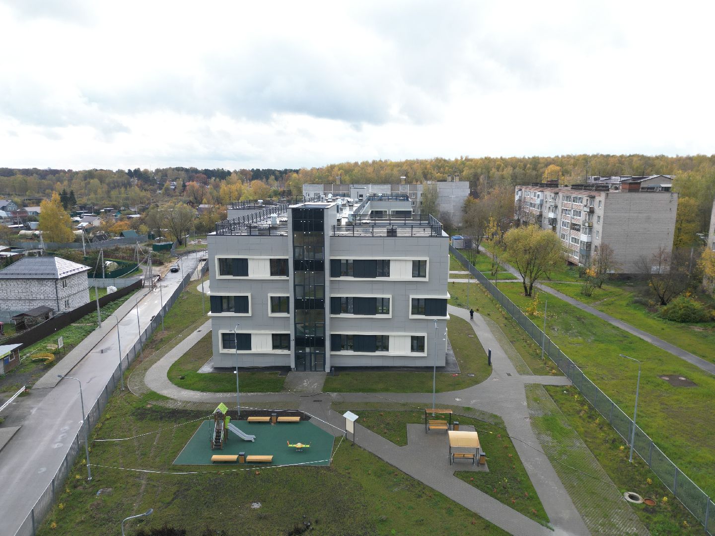 видео с коптера, новая поликлиника в лосино-петровском,