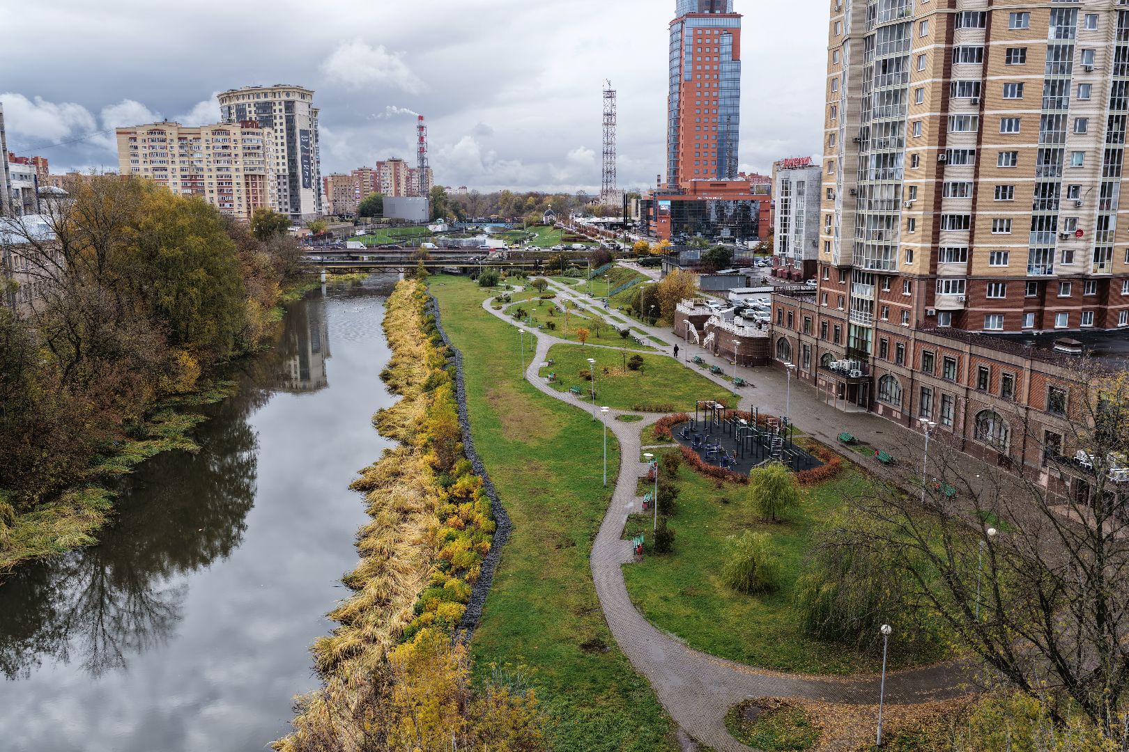 видео с коптера, набережная юности щелково, благоустройство щелково,