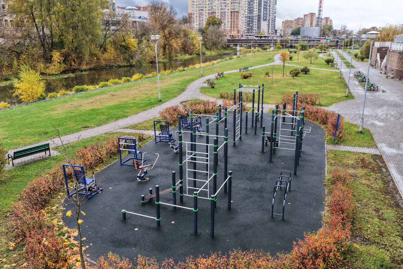 видео с коптера, набережная юности щелково, благоустройство щелково,