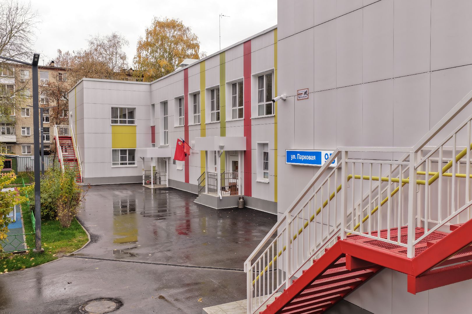 видео с коптера, детский сад малыш,