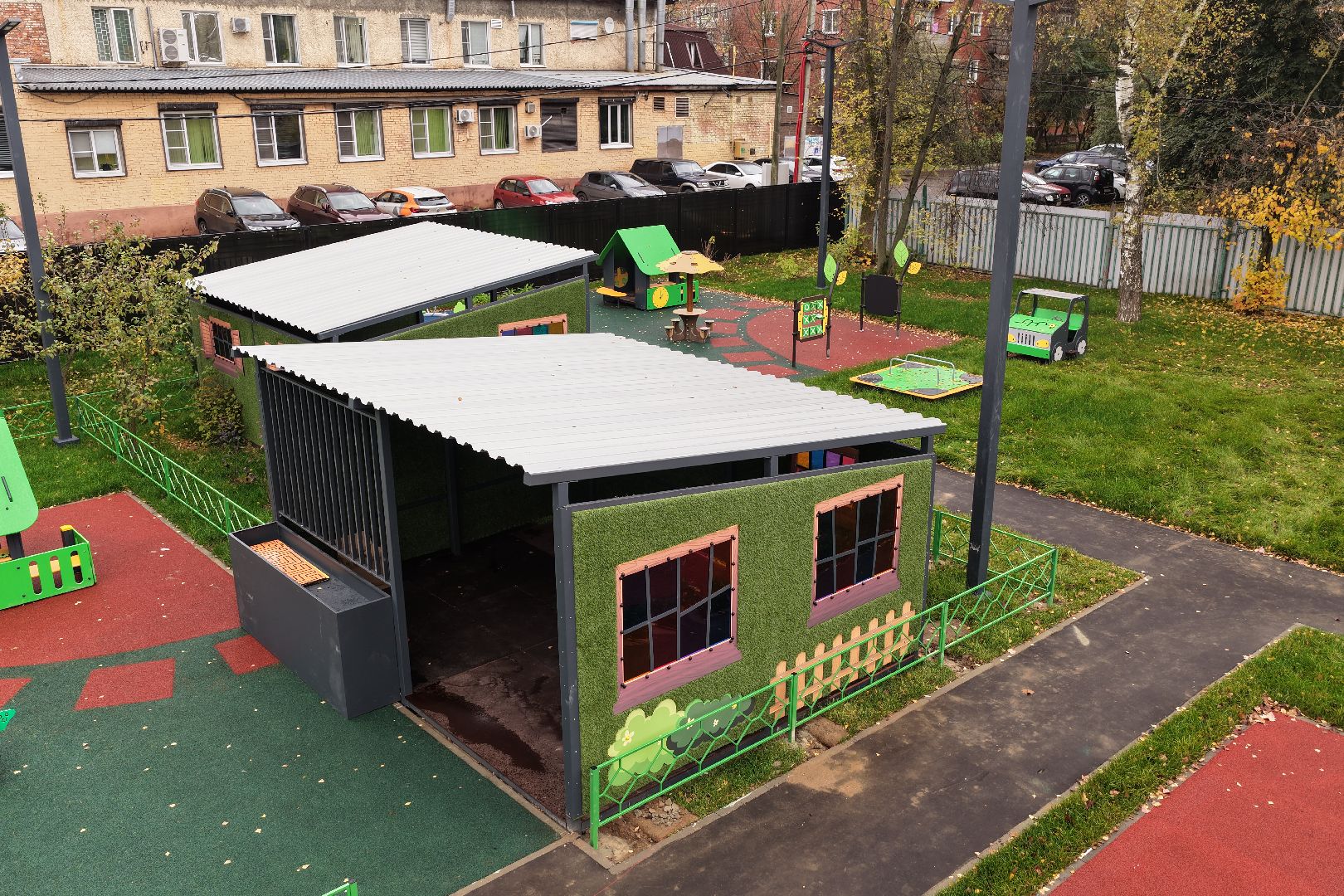 видео с коптера, детский сад малыш,