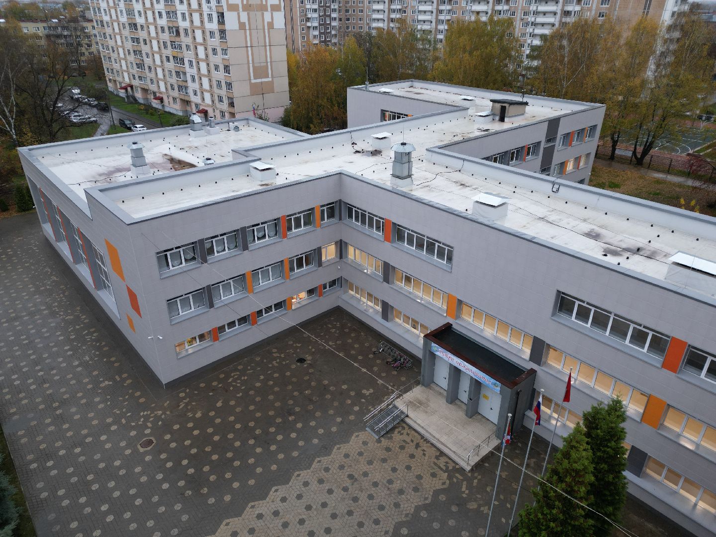 видео с коптера, школа им дагаева, ремонт школы лосино-петровский,