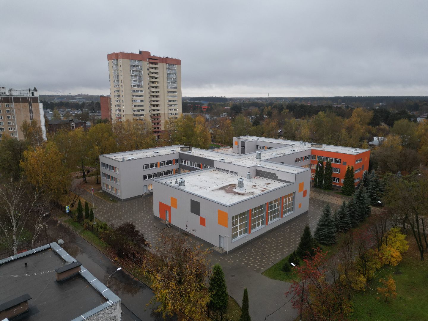 видео с коптера, школа им дагаева, ремонт школы лосино-петровский,