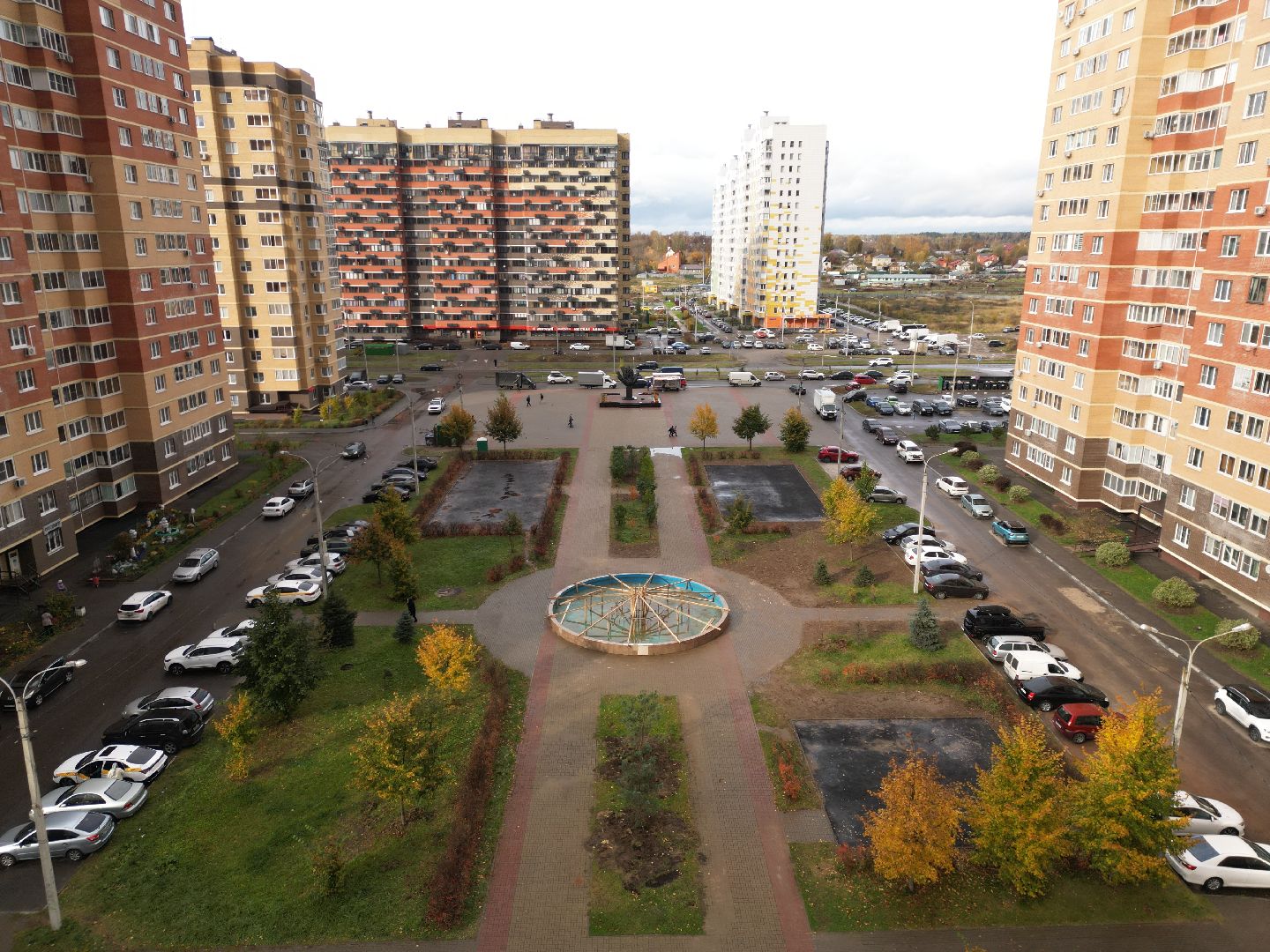 видео с коптера, сквер в лосино-петровском, благоустройство 2025,