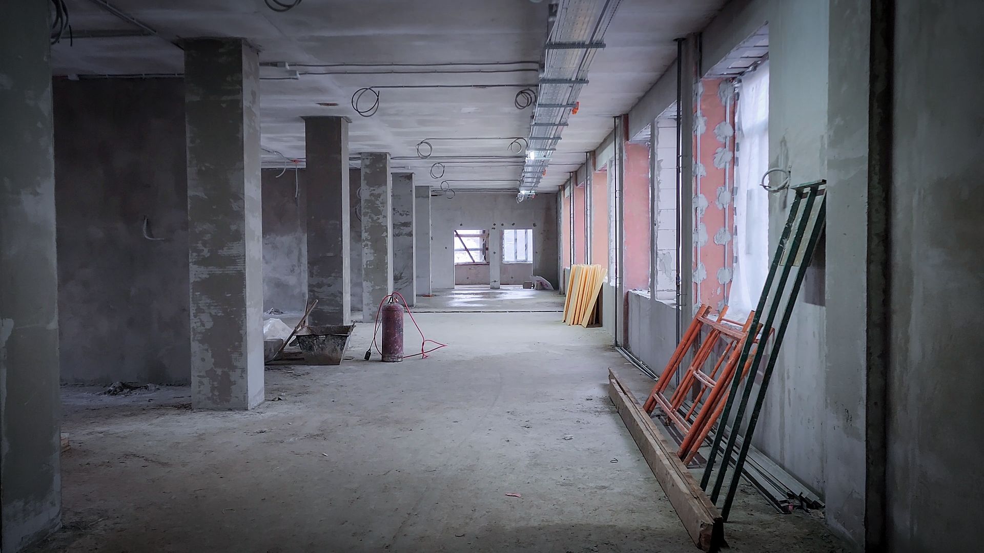 бронницы, пристройка к лицею бронницы, черновая отделка помещений , новый корус лицея в бронницах,