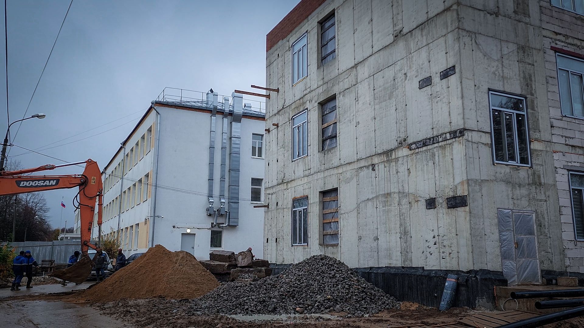 бронницы, пристройка к лицею бронницы, черновая отделка помещений , новый корус лицея в бронницах,