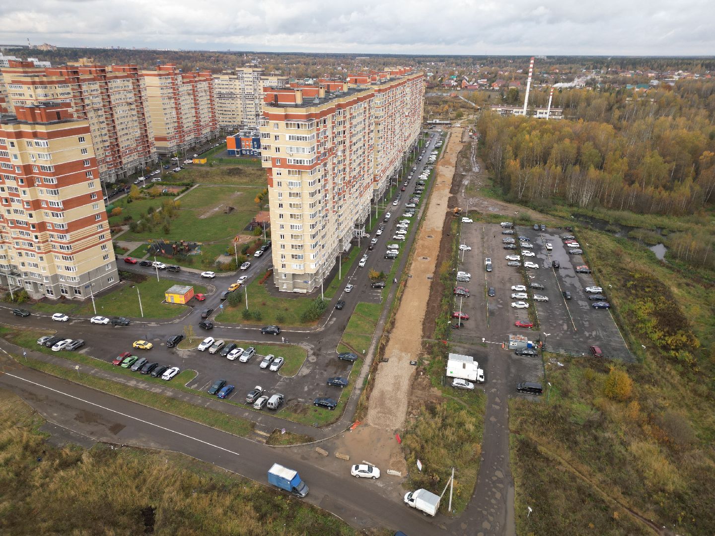 видео с коптера, новая дорога в лосино-петровском, дороги подмосковья,